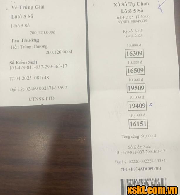 Khách hàng trúng 200 triệu đồng khi mua xổ số điện toán Lô tô 5 số ngày 16/4/2025
